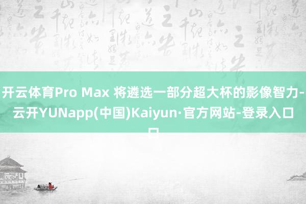 开云体育Pro Max 将遴选一部分超大杯的影像智力-云开YUNapp(中国)Kaiyun·官方网站-登录入口